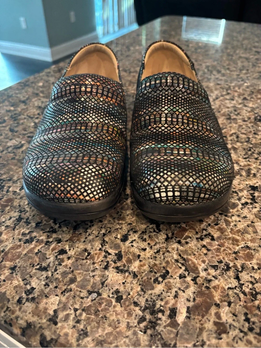 Alegria Black Multi-Pattern Slip-On Comfort Loafer